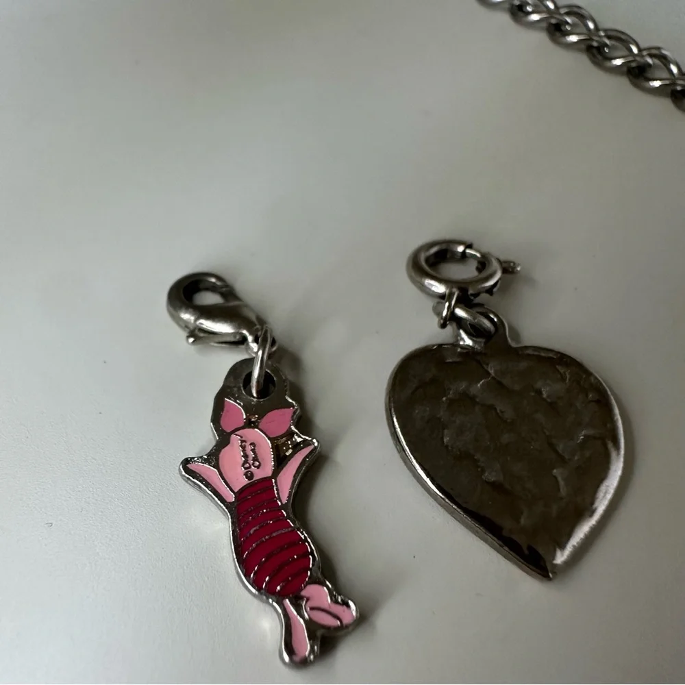 Disney Charm Bracelet Silver-Tone w Piglet Mickey Friends
